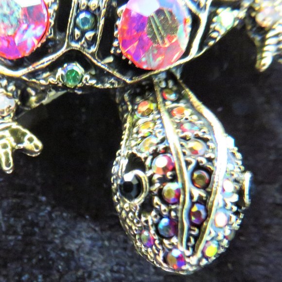 Adorable Turtle Rhinestone Brooch  New Lower Price - Picture 2 of 5